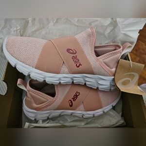 Asics Pink and White Athletic Slip-On Shoes